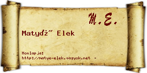 Matyé Elek névjegykártya